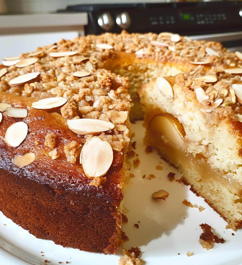 Pear Almond Crumb Cake