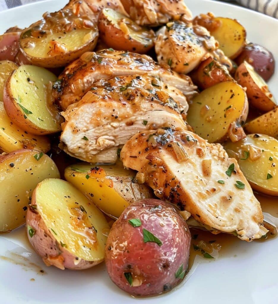 Slow Cooker Garlic Parmesan Chicken Potatoes