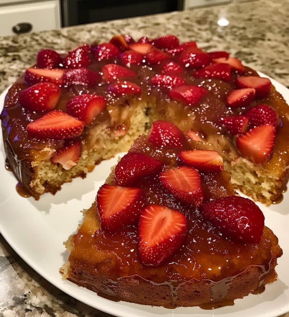Strawberry Honey Upside Down Cake