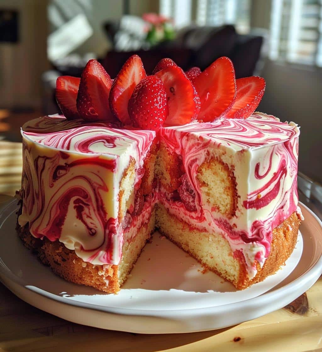 Strawberry Swirl Cream Cheese Cake
