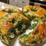 Spinach Cottage Cheese Bagels