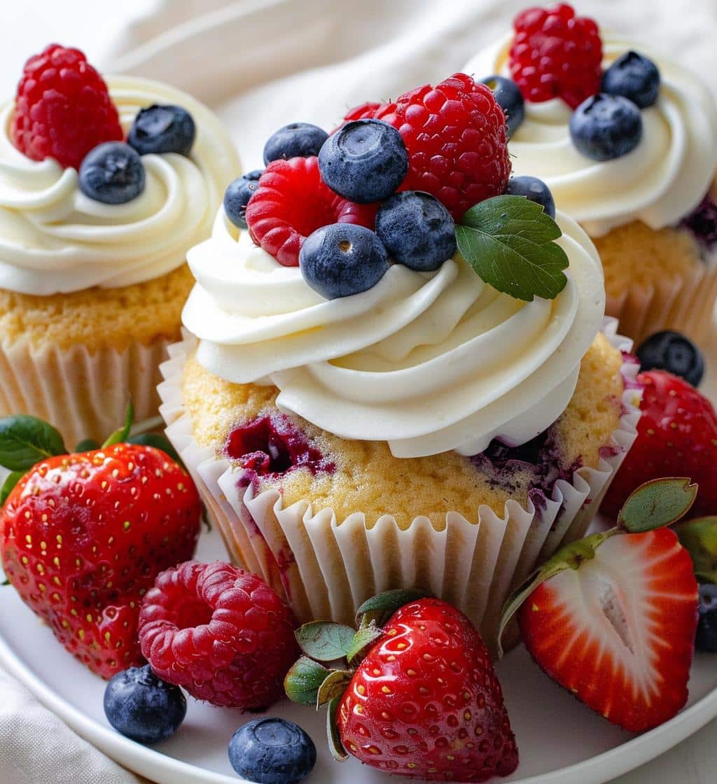 Berries and Cream Cupcakes