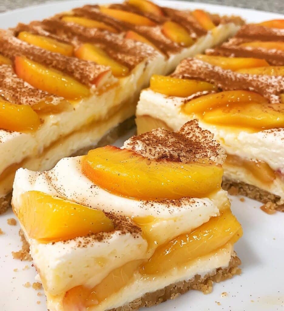 Peach Cobbler Cheesecake Bars