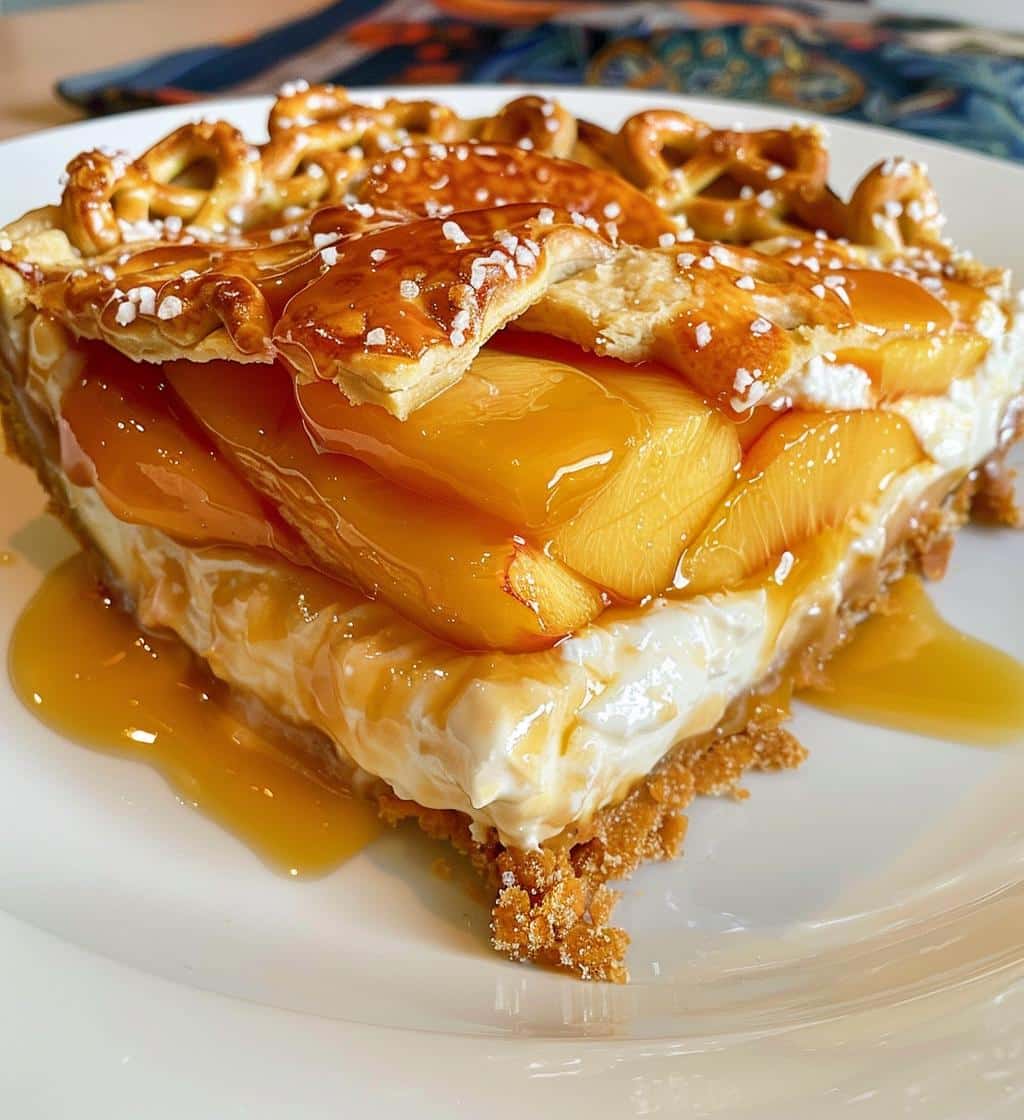 Peaches and Cream Pretzel Pie