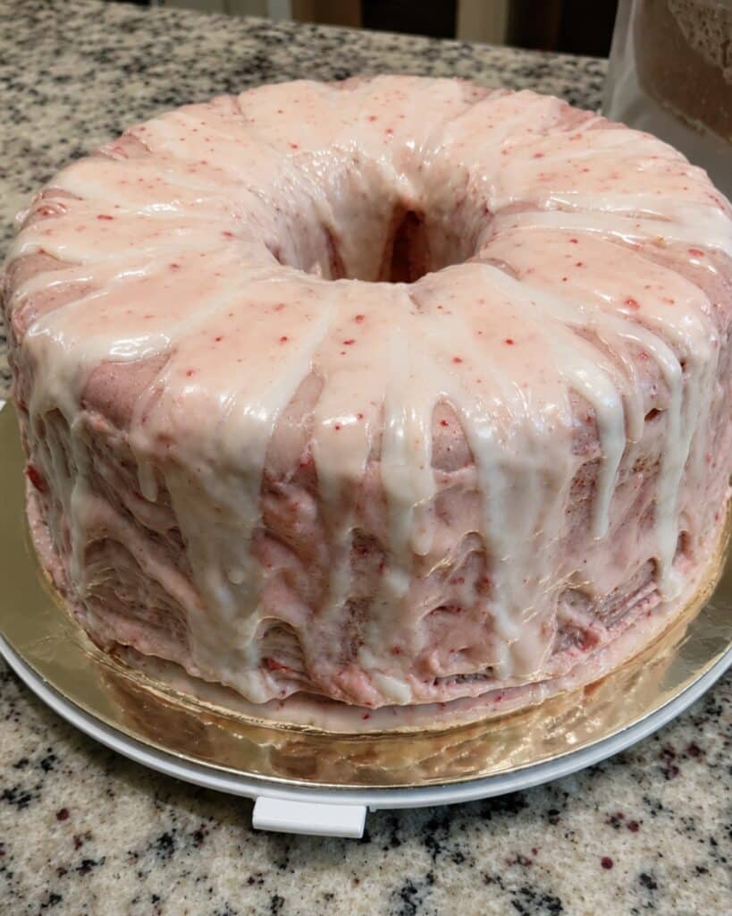 Strawberry lemon mile high pound cake